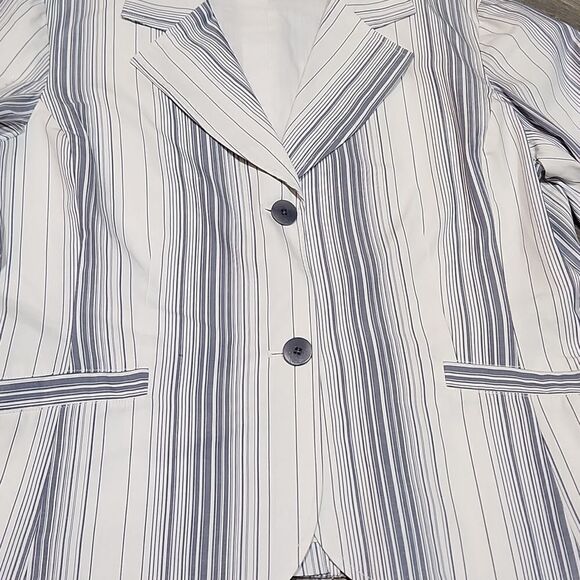 EUC Pendleton Blue/White Striped Cotton Dbl Button Blazer - Picture 5 of 8